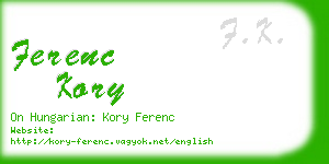 ferenc kory business card
